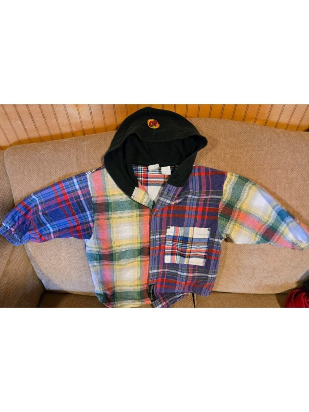 VTG Ocean Pacific Womens Juniors Size 0 Multicolor Flannel Hoodie Button Up